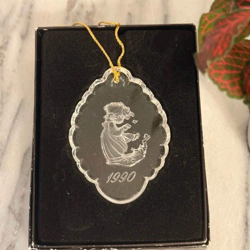 Enesco Precious Moments Lead Crystal Dated 1990 Christmas Ornament Vintage636886